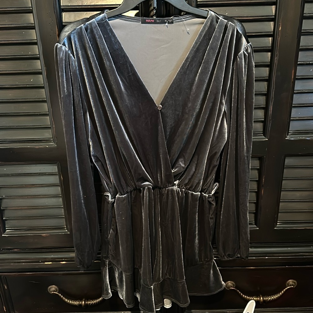 Blue-Grey Velvet Romper